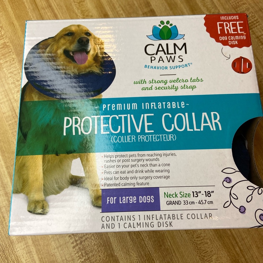Calm Paws premium inflatable protective collar size large neck 13-18”